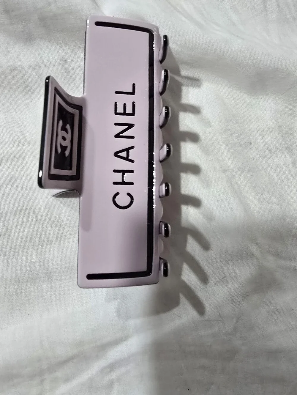 CHANEL Light Lilac Logo Hair Claw